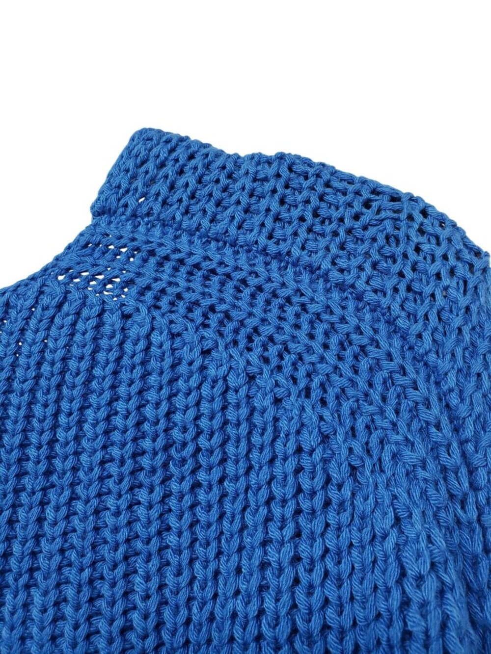 Maeve Anthropologie Blue Chunky Knit V Neck Sweater Oversized Relaxed Cerulean - Picture 11 of 12